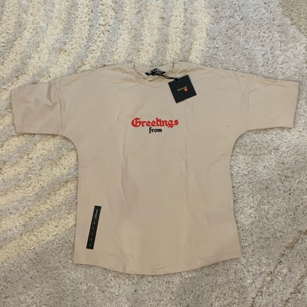 Palm Angels California Greetings Creme T-Shirt Mens Size Large